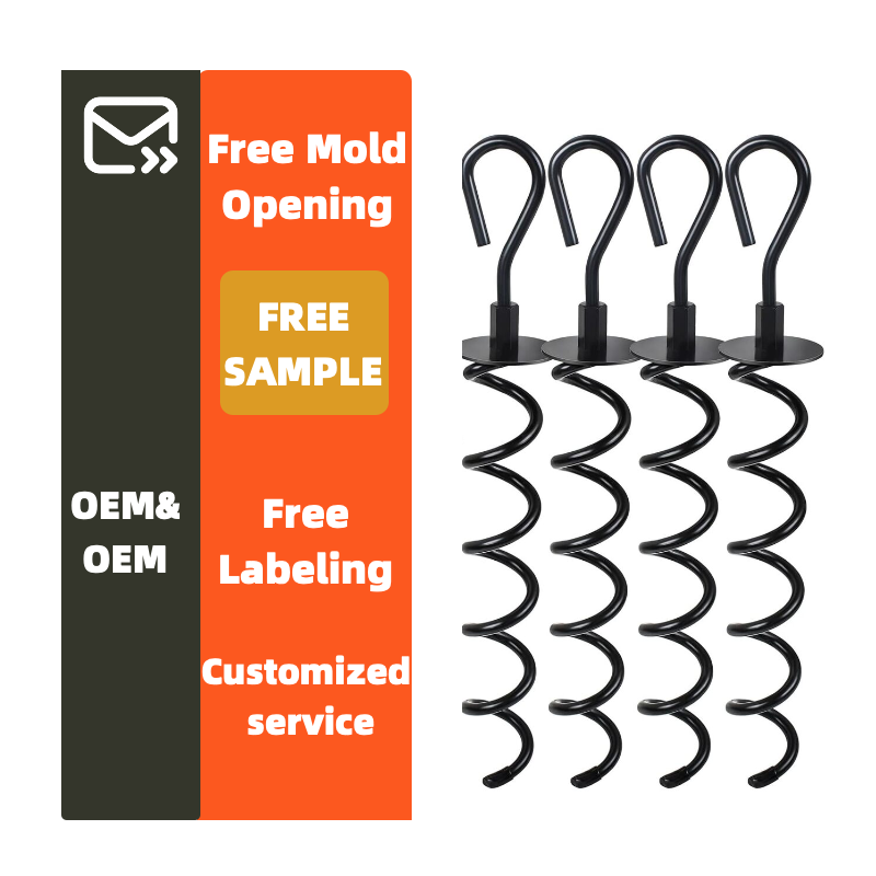 Heavy Duty Quality 360 Swivel Dog Tying Stake Beach Sand Camping Yard 16 Inch Spiral Home Earth Anchors Stake Set for Fence Tent